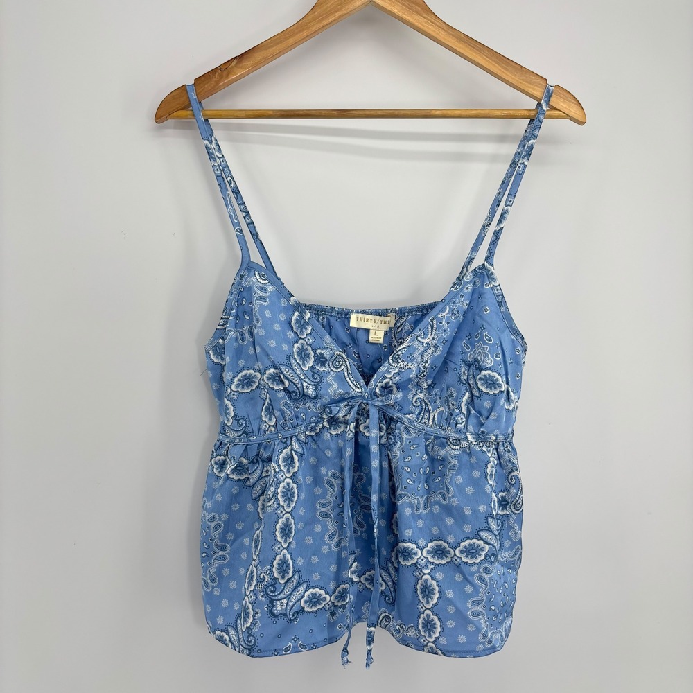 Thirty Thirty LA Blue Paisley Bandana Cami Babydoll Top NWT Large 1EBPU738